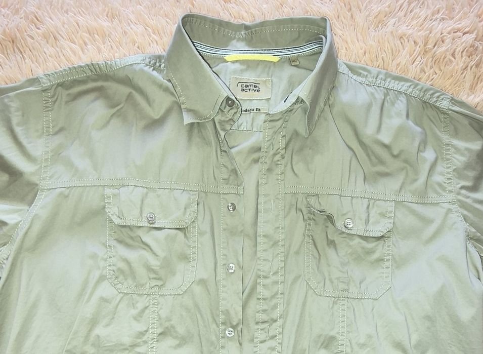 Uomo Camel Active Camicia Kaki Cotone 42