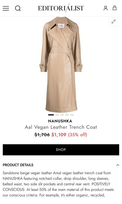 NANUSHKA Тренч Бежевый OS