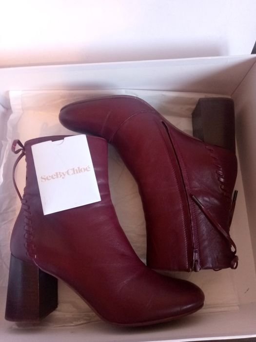 Женские See By Chloe Ботильоны Бордовые Кожа 38