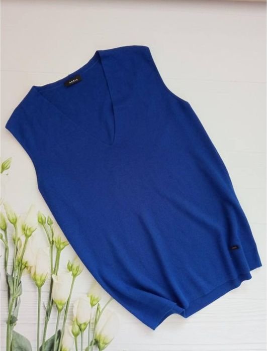 Женский Akris Топ Тёмно-синий Кашемир/Шёлк 36