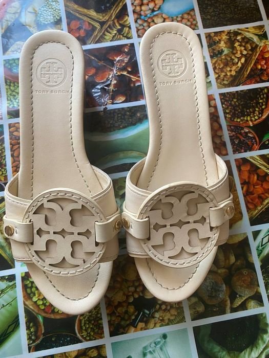 Женские Tory Burch Шлепанцы Бежевый Натуральная