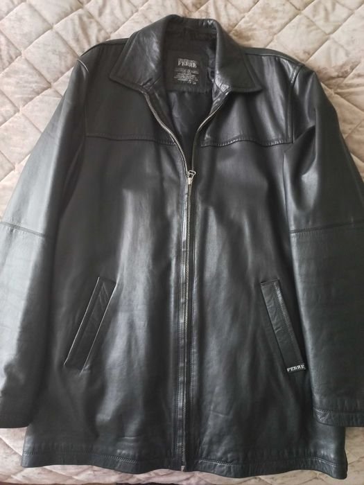 Men GIANFRANCO FERRE Jacket Black Leather 46