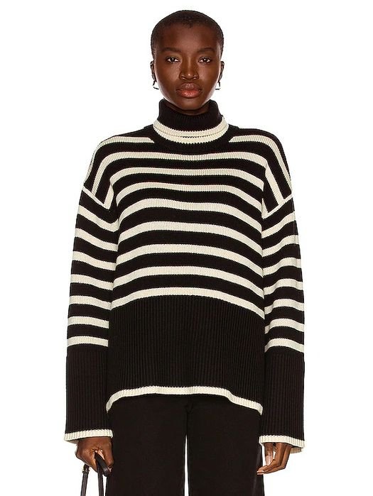 Femme Toteme Pull Noir Rayures Blanches 36