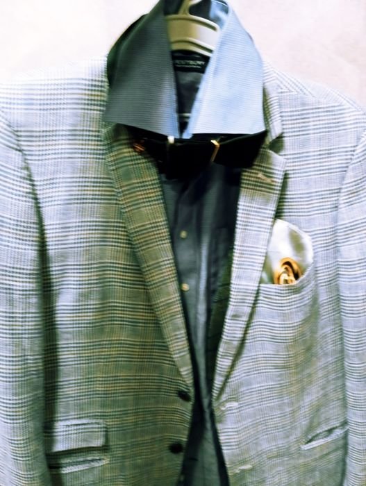 Uomo French Connection Blazer Blu Lino 42