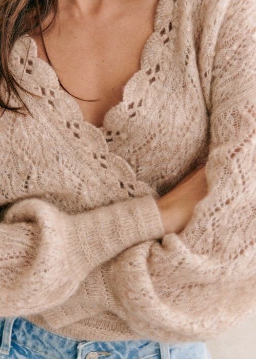Damen Sezane Pullover Beige Merinowolle 36