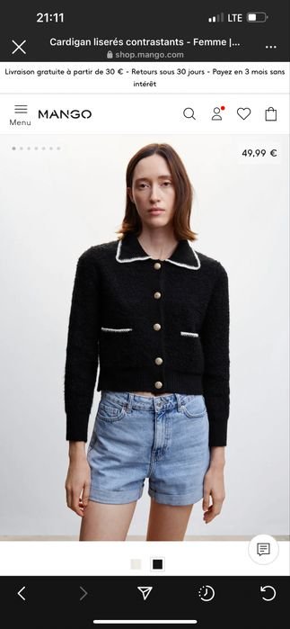 Женский Mango Свитер Чёрный 38