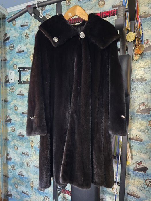 Donna Dolce Moda Cappotto Pelliccia Nero Visone 42