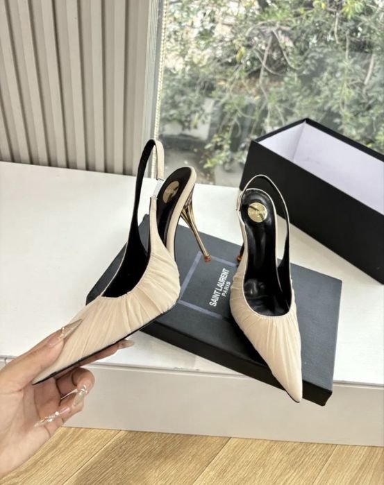 Donna Yves Saint Laurent Tacchi Beige Tessuto