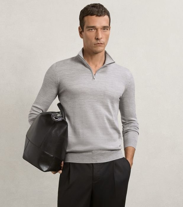 Мужской Hugo Boss Свитер Серый Вовна 42