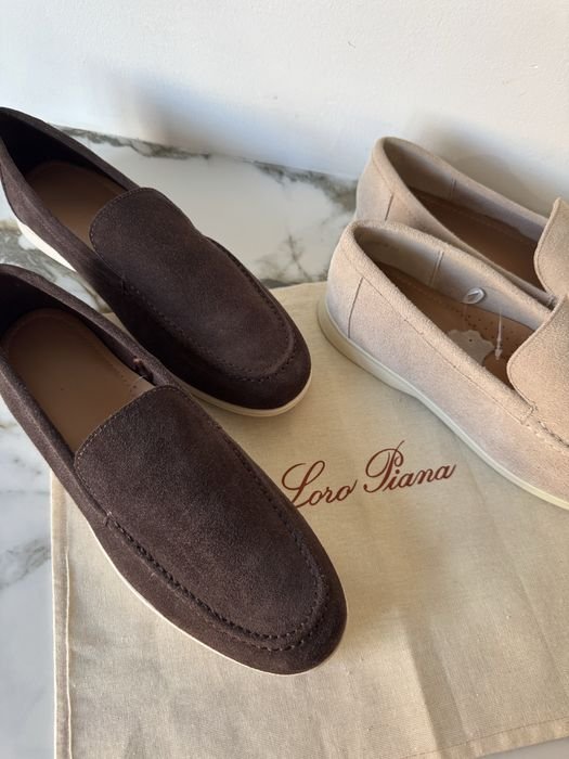 Herren Loro Piana Slipper Braun Wildleder