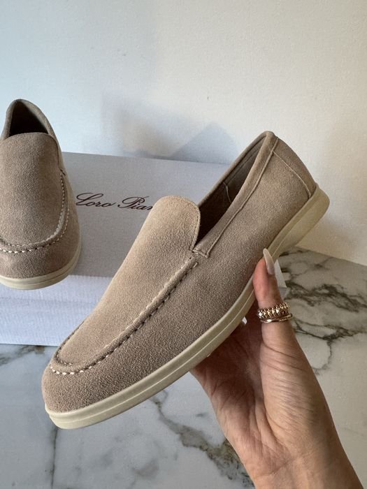 Herren Loro Piana Slipper Beige Wildleder