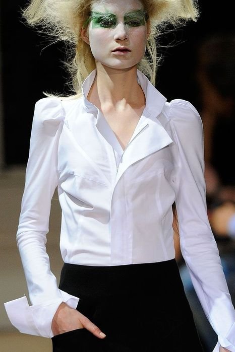 Женская Yohji Yamamoto Рубашка Белая Хлопок