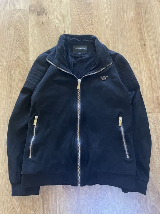 Homme Armani Veste Harrington Noir Autre Matériau