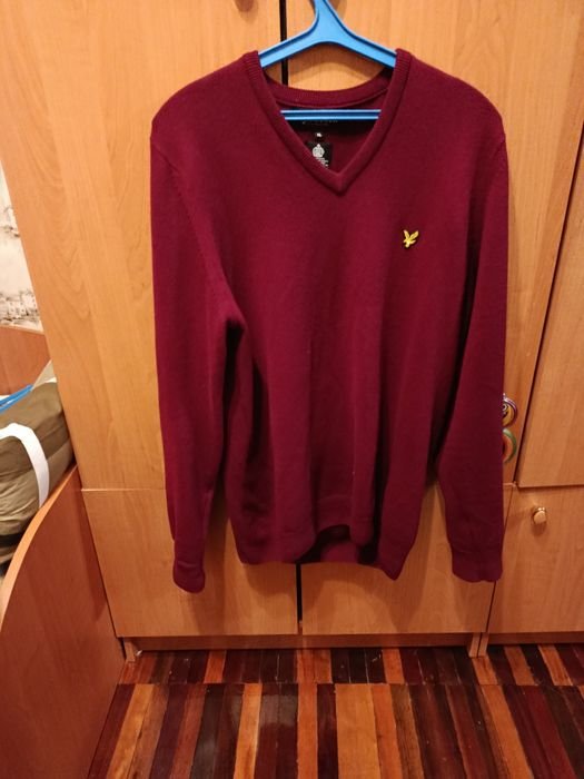 Мужской Lyle & Scott Свитер Бордовый Вовна 40