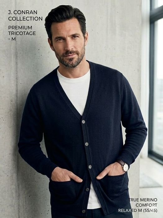 Мужской Jasper Conran Кардиган Тёмно-синий M