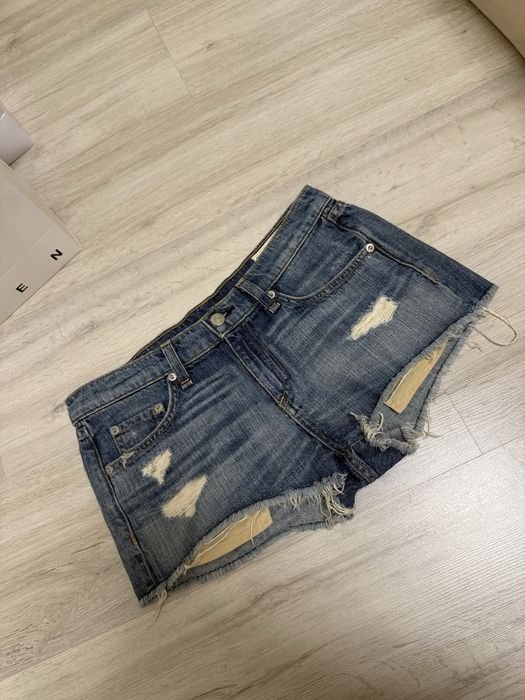 Женские Rag & Bone Шорты Тёмно-синие Джинсовые S