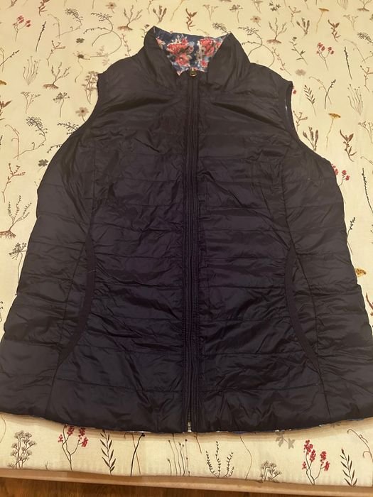 Donna Laura Ashley Gilet Blu Navy Piuma S
