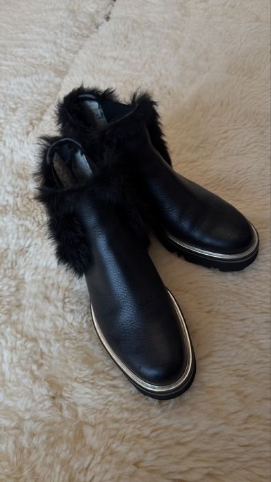 Женские Pollini Ботинки Чёрные Кожа 38