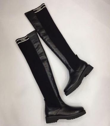 Женские Fendi Ботфорты Чёрные Кожа 36