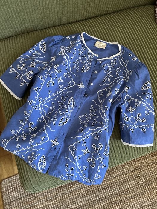 Женская Sezane Сорочка Тёмно-синий Лён 40