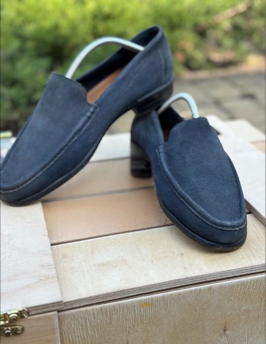 Herren Lanvin Slipper Marineblau Nubuk 43.5