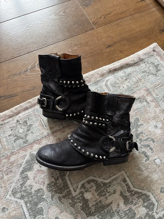 Женские A.S.98 Боты Чёрные Кожа 37