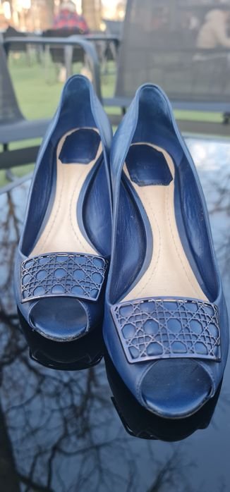 Women Dior Heels Navy Leather 37.5