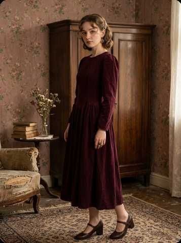 Женский Laura Ashley Платье Бордовый Оксамит 38