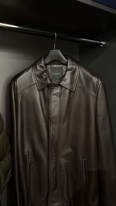 Uomo Canali Giacca in Pelle Nera L-XL