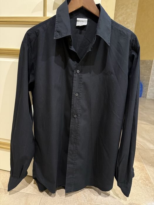 Uomo Versace Camicia Nera Cotone 40