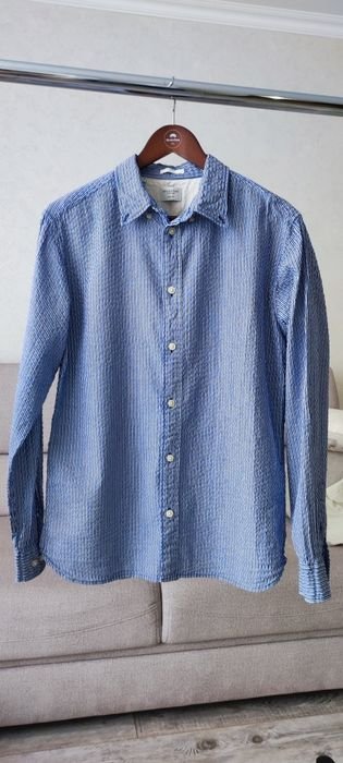 Homme Selected Chemise Bleu Marine Coton 40