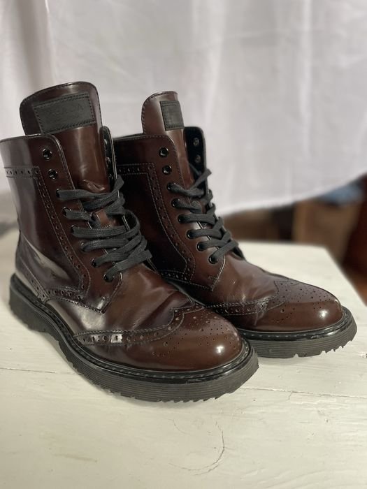 Damen Prada Bikerstiefel Braun Leder 38,5