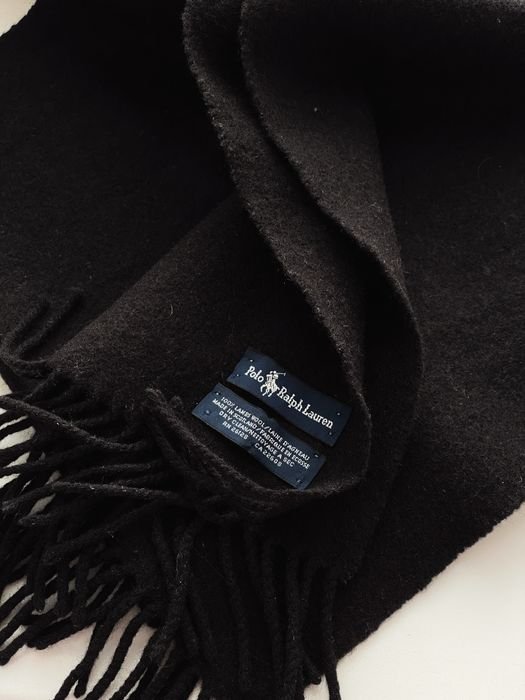 Unisex Polo Ralph Lauren Scarf Black Lambswool