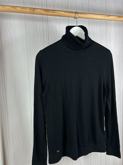Femme Ralph Lauren Col Roulé Noir Soie Modal 40