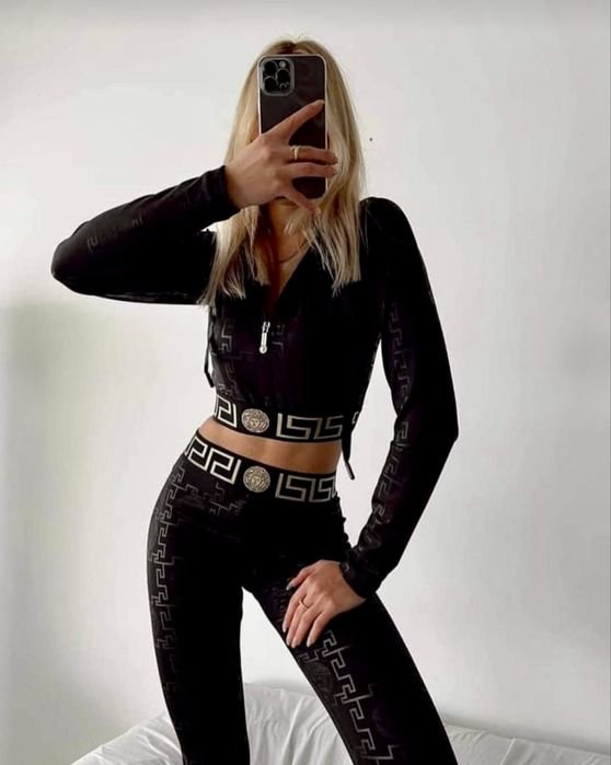 Women Versace Tracksuit Black Polyester 36