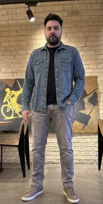 Мужской Jack&Jones Рубашка Тёмно-синий Хлопок 38