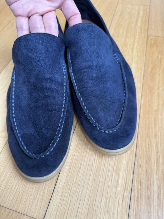 Мужской Loro Piana Лоферы Синий Замша 44