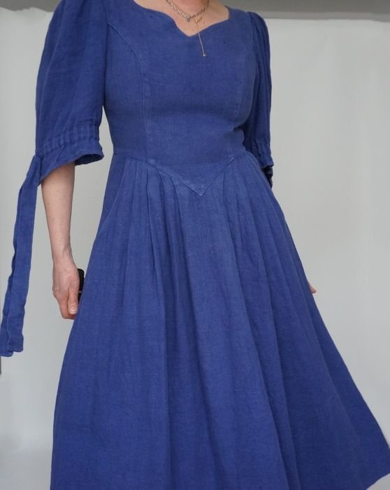 Женское Платье Тёмно-синий Лён 42