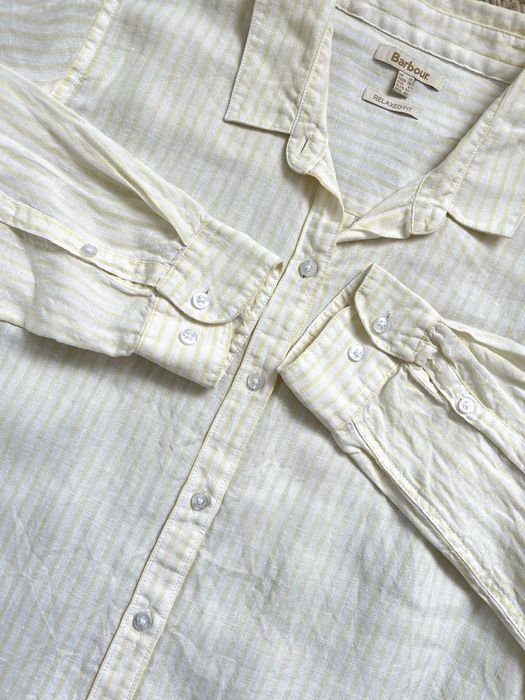 Femme Barbour Chemise Jaune Lin UK 12 (S-M)