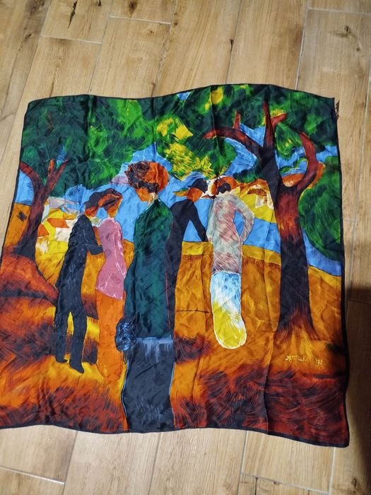 Unisex Mulberry Silk Scarf with Pattern 86x89cm