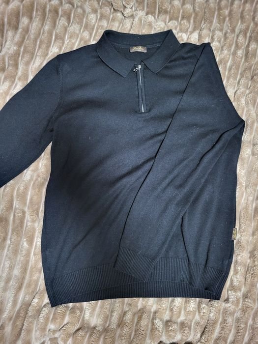 Мужской Loro Piana Свитер Чёрный Вискоза 40