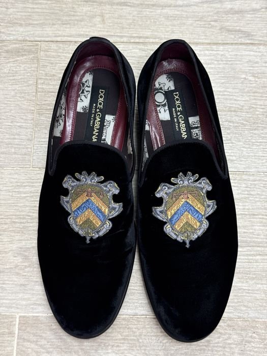 Herren Dolce & Gabbana Loafers Schwarz Samt 42