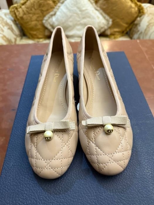 Women Dior Heels Beige Leather