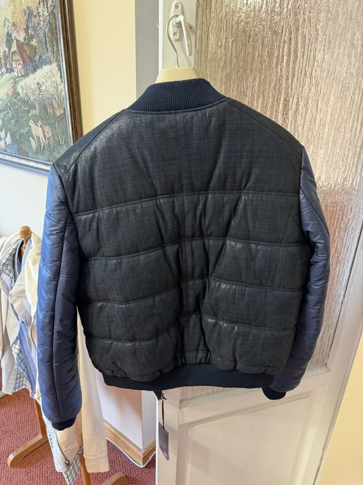 Men Brioni Jacket Navy Leather 44