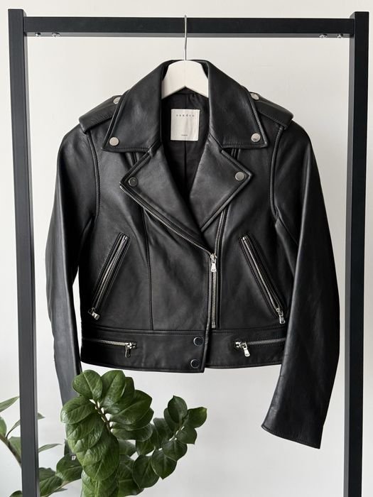 Donna Sandro Paris Giacca Biker Nera Pelle 32