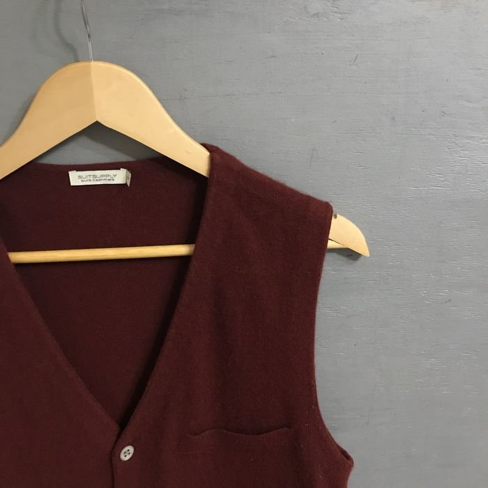 Men Suitsupply Vest Burgundy Cashmere 36