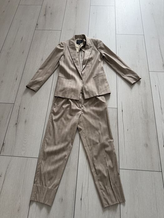 Femme Massimo Dutti Costume Beige Autre Matériau