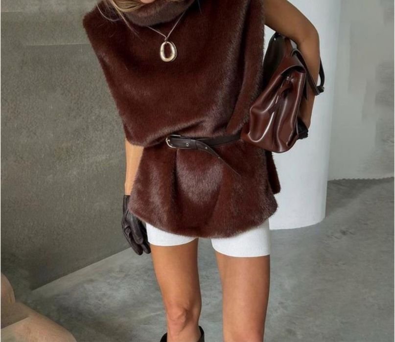 Женский Max Mara Жилетка Коричневый Искусственное