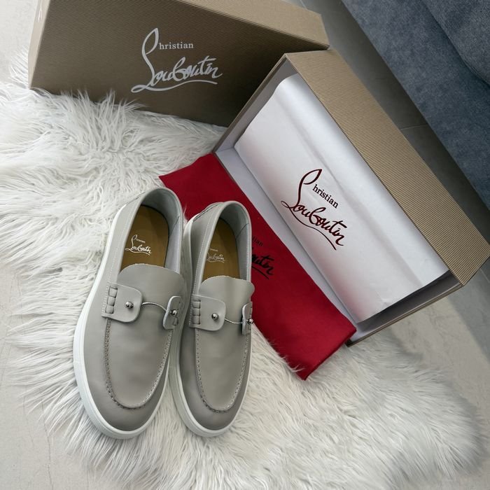 Uomo Christian Louboutin Mocassini Grigio Pelle 43