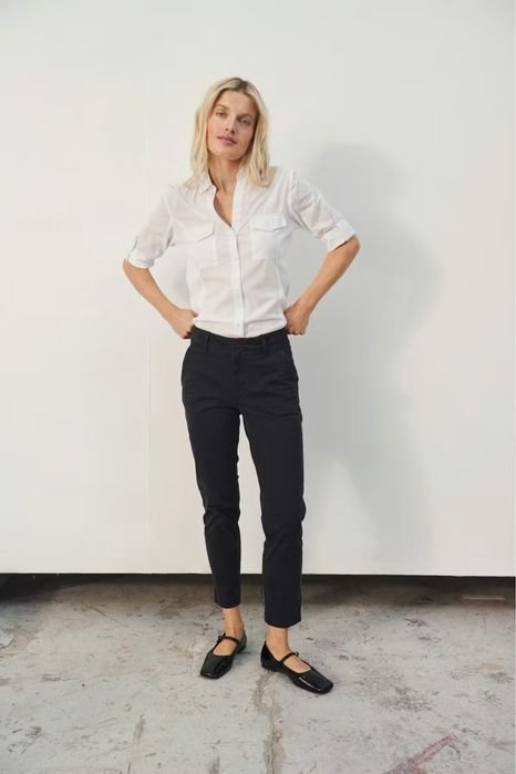 Women Part Two Trousers Black Cotton EU 42 (L)